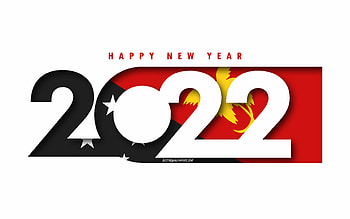 Happy New Year 2022 Papua New Guinea, white background, Papua New Guinea 2022, Papua New Guinea 2022 New Year, 2022 concepts, Papua New Guinea, Flag of Papua New Guinea HD wallpaper