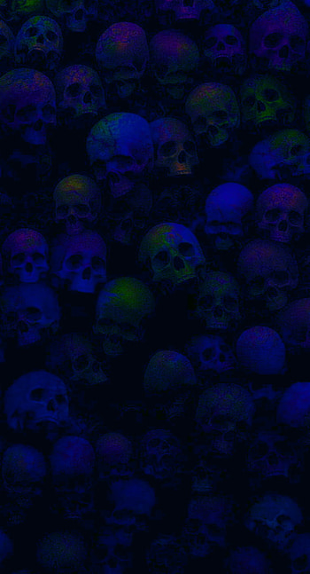 SK 66, saturation, skulls, blue, pile, dark, skull HD phone wallpaper
