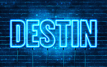 Happy Birtay Destin, , blue neon lights, Destin name, creative, Destin Happy Birtay, Destin Birtay, popular french male names, with Destin name, Destin HD wallpaper