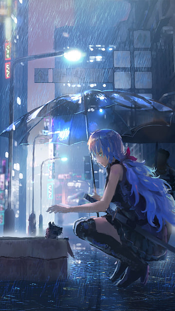 umbrella, rain, Anime, Original, Rain Anime HD phone wallpaper