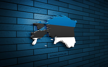Estonia map, , blue brickwall, European countries, Estonia map silhouette, Estonia flag, Europe, Estonian map, Estonian flag, Estonia, flag of Estonia, Estonian 3D map HD wallpaper