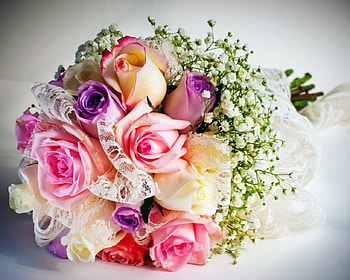 Bouquet, flowers, roses, petals HD wallpaper