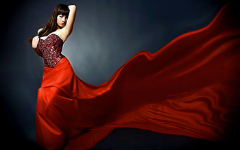 In red, sexy, model, red, girl, dress HD wallpaper