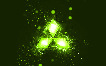 Mitsubishi lime logo, , lime neon lights, creative, lime abstract background, Mitsubishi logo, cars brands, Mitsubishi HD wallpaper