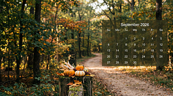 September 2026: Autumn Stroll — Calendar, September 2026 Calendar HD wallpaper