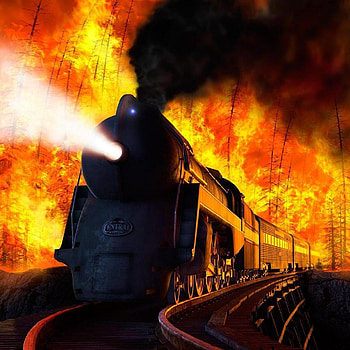 Streamliner's Run, cg, art, run, train, fire, stream HD wallpaper