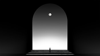 Cat Watching Moon , cat, moon, dark, black, artist, artwork, digital-art HD wallpaper