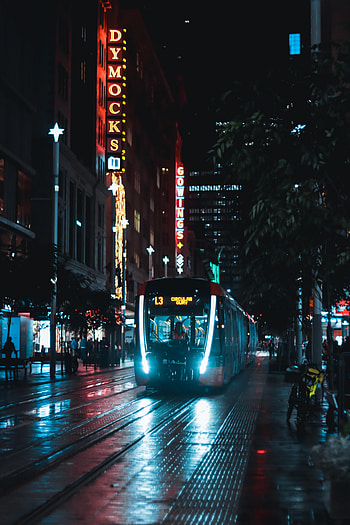 Night, City, Dark, Street, Train HD phone wallpaper