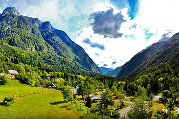 Nature, Houses, Sky, Mountains, Brightly, Meadows, Sunny, Small Houses, Slovenia HD wallpaper