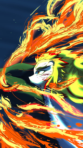 Flaming Kyojuro Rengoku – Demon Slayer Anime , Kyojuro Rengoku, Anime, Demon Slayer: Kimetsu no Yaiba HD phone wallpaper
