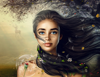 Summer breeze, frumusete, gorgeous, minidem, girl, wind, superb, fantasy, face, luminos HD wallpaper