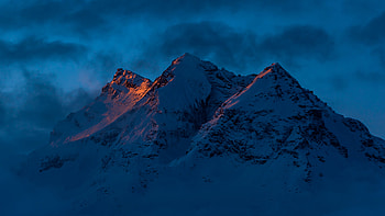 Landscape View Of Snow Covered Mountains With Fog In Blue Sky Background Nature HD wallpaper