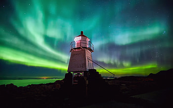 Lighthouse Aurora Borealis, sky, borealis, lighthouse, aurora HD wallpaper