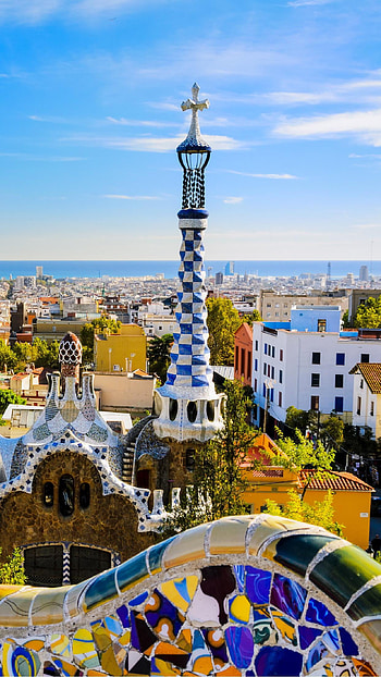 Barcelona skyline, Mobile , Personalization, Samantha Peltier HD phone wallpaper