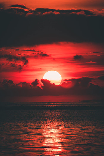 Water, Sunset, Sea, Sun, Clouds, Dark HD phone wallpaper