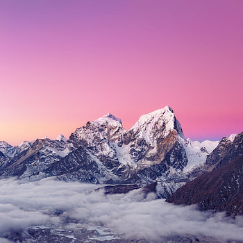 Himalaya sunset, White mountain art HD phone wallpaper