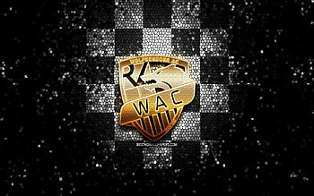 Wolfsberger AC, glitter logo, Austrian Bundesliga, white black checkered background, soccer, austrian football club, Wolfsberger logo, mosaic art, football, Wolfsberger FC, Austria HD wallpaper