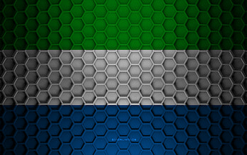 Sierra Leone flag, 3d hexagons texture, Sierra Leone, 3d texture, Sierra Leone 3d flag, metal texture, flag of Sierra Leone HD wallpaper