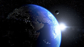 Stars, Planet, Universe, Glare, Satellite HD wallpaper