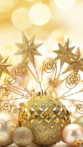 Christmas baubles, Gold Star HD phone wallpaper