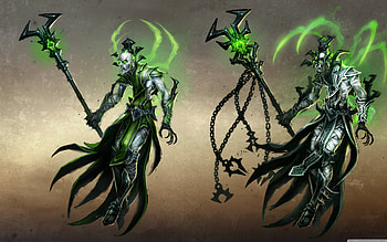 Necromantian, might magic heroes, demon, character, adventure, action, video game, weapon, , eye, warrior HD wallpaper