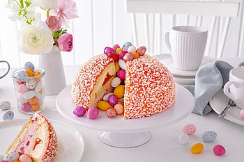 Easter cake, egg, sweet, pasti, paste, easter, orange, cake, candy, pink HD wallpaper
