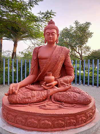 Buddha, head, sky, Religion HD phone wallpaper