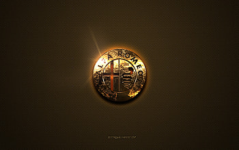 Alfa Romeo golden logo, artwork, brown metal background, Alfa Romeo emblem, creative, Alfa Romeo logo, brands, Alfa Romeo HD wallpaper