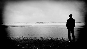 Shore, Bank, Dark, Bw, Chb, Human, Person, Loneliness, Meditation, Speculation HD wallpaper