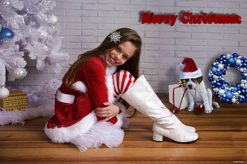 Christmas , girl in christmas dress, cute christmas girl, merry christmas , christmas HD wallpaper