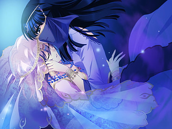 Garnet Cradle, blue, two girls, garnet, veil, necklace, pink hair, bracalet, game, arabian HD wallpaper