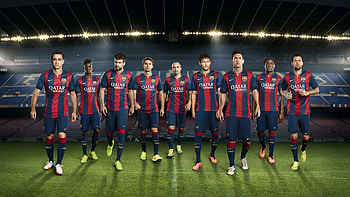 FC Barcelona, Andres Iniesta, Camp Nou, Gerard Pique, Lionel Messi, Neymar HD wallpaper