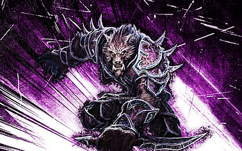 Roque, grunge art, World of Warcraft, warriors, WoW, monstr, World of Warcraft Shadowlands, violet abstract rays, Roque World of Warcraft HD wallpaper