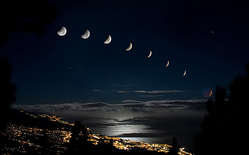 Eclipse, city, moon, lights, landscape, sky, beautiful, nature, amazing HD wallpaper
