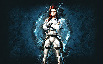 Fortnite Snow Suit Black Widow Skin, Fortnite, main characters, blue stone background, Snow Suit Black Widow, Fortnite skins, Snow Suit Black Widow Skin, Snow Suit Black Widow Fortnite, Fortnite characters HD wallpaper