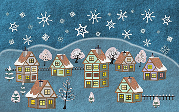 Christmas Time, winter, snowflakes, houses, Christmas HD wallpaper
