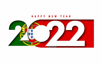 Happy New Year 2022 Portugal, white background, Portugal 2022, Portugal 2022 New Year, 2022 concepts, Portugal, Flag of Portugal HD wallpaper