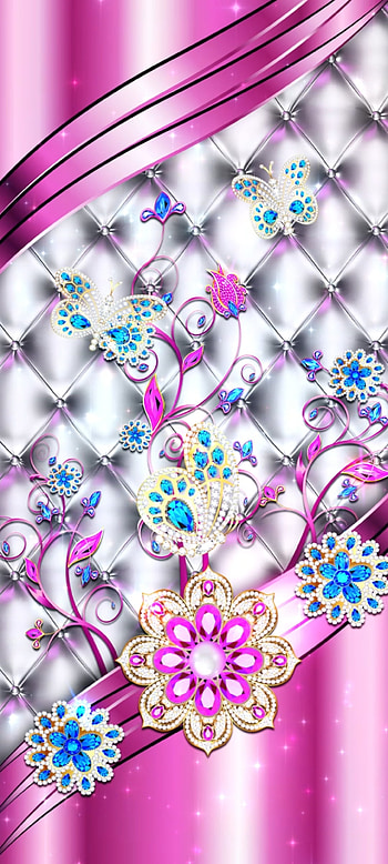 Pink curve jewelry, aqua, beautiful, magenta, diamond, premium, luxury, flower HD phone wallpaper