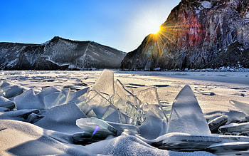 Snowy landscapes, Winter wonder, Baikal's beauty, Russian charm HD wallpaper