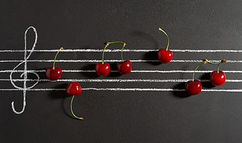Music, Food, Berries, Notes, Cherries HD wallpaper
