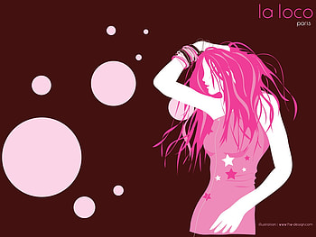 La Loca Girl, pink, brown, cute, girl, dots, la loca HD wallpaper