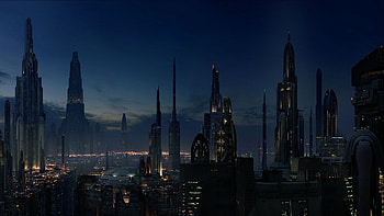 Futuristic City Skyline, Sci-fi art, Urban scenery, Futuristic architecture HD wallpaper