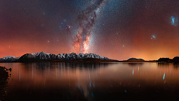 Heavenly Reflections Stars And Mountains Peaks On Water, mountains, stars, sky, reflection, nature HD wallpaper