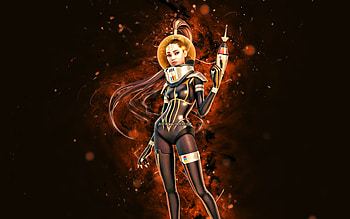 Captain Ariana Grande, , brown neon lights, Fortnite Battle Royale, Fortnite characters, Captain Ariana Grande Skin, Fortnite, Captain Ariana Grande Fortnite HD wallpaper