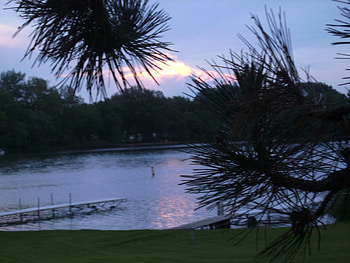 Beautiful Inland lake, clouds, trees, up north, lake, sunset HD wallpaper