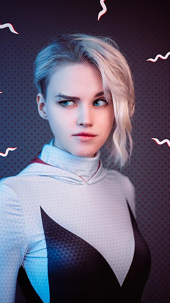 Spider GweN, cosplay, hair, marvel, beauty, shirogan, girl HD phone wallpaper