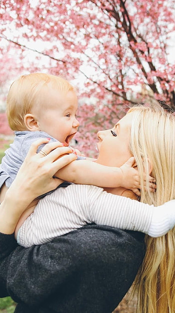 Mom And Baby, Pink Nature HD phone wallpaper