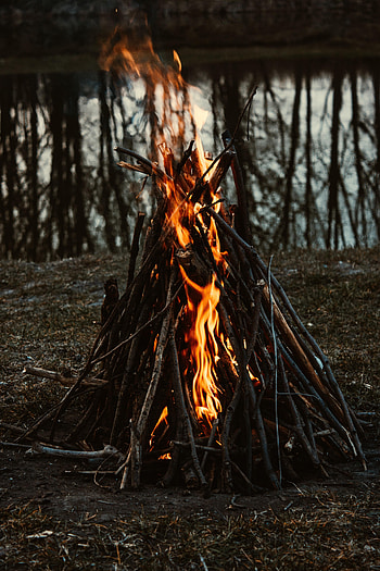 Fire, Bonfire, Flame, Miscellanea, Miscellaneous, Branches, Campaign, Hike HD phone wallpaper