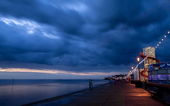 Cities, People, Night, Twilight, Shore, Bank, Dusk HD wallpaper