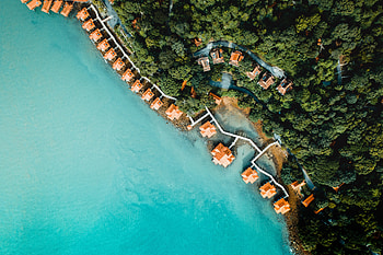 Nature, Trees, Sea, Beach, View From Above, Bungalow HD wallpaper